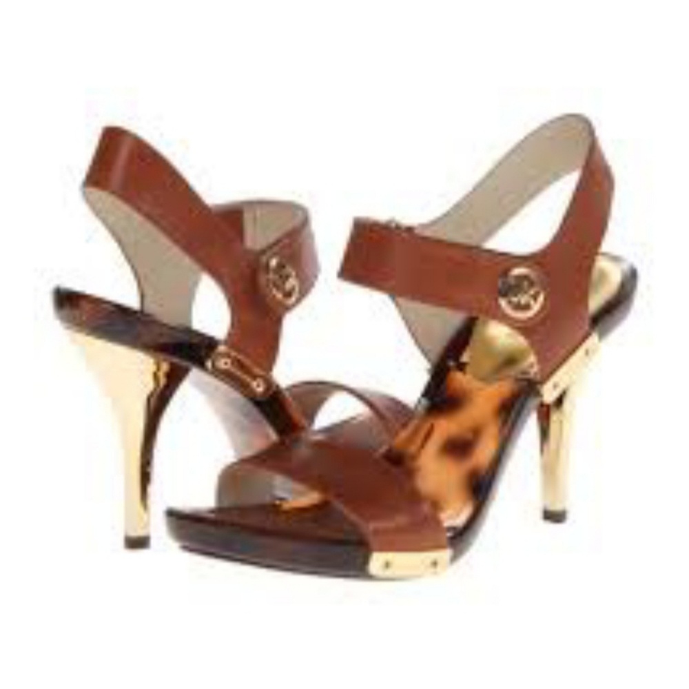 Michael Kors gold and tortoise heels